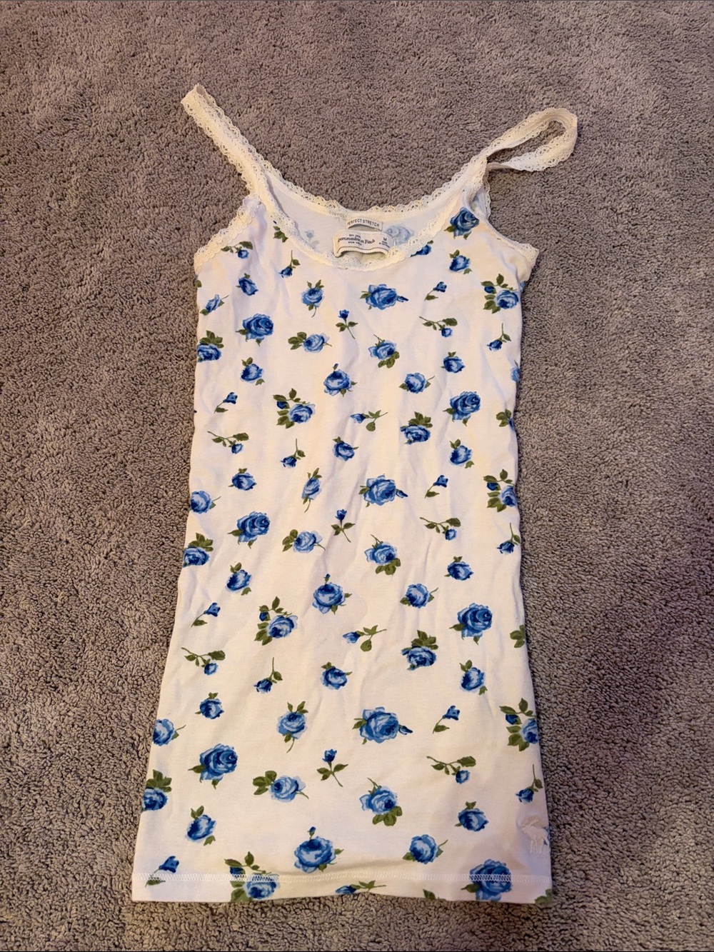 Abercrombie Blue Floral White camisole
